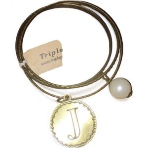 Monogram Bracelet Stack Bracelet W Faux Pearl | Initial J | Costume Jewelry NWT